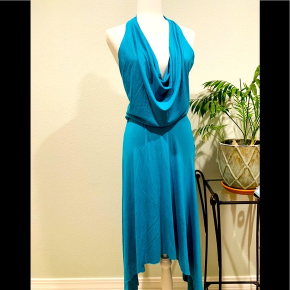 Planet Funk Backless Turquoise Dress - Picture 1 of 6